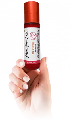 Pure For Life Rejuvenating Rose Eye Serum with 25mg CBD-hand-holding-rose-serum