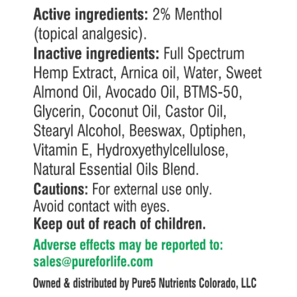 Pure For Life™ 100mg CBD Nude Lube – Natural Full Spectrum CBD Lubricant-PRL-Ingredients-1