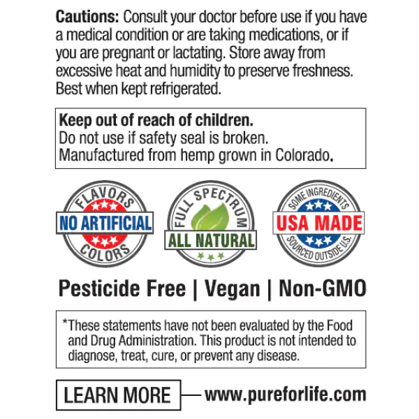 Pure For Life™ 3000 mg Full Spectrum Hemp CBD Tincture 1 oz-cautions-4