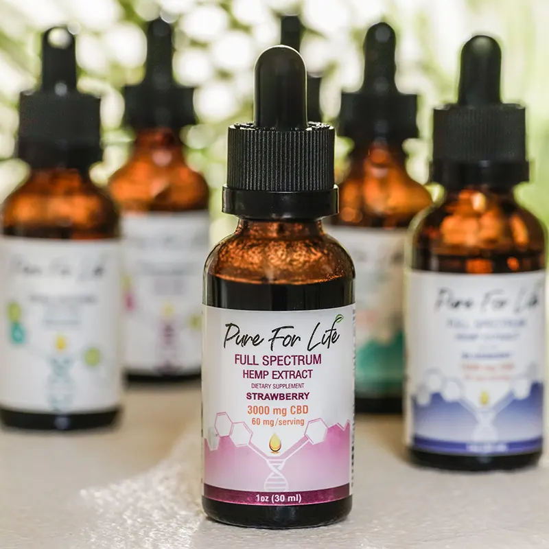 Pure For Life™ 3000 mg Full Spectrum Hemp CBD Tincture 1 oz-strawberry-CBD-tincture-and-others