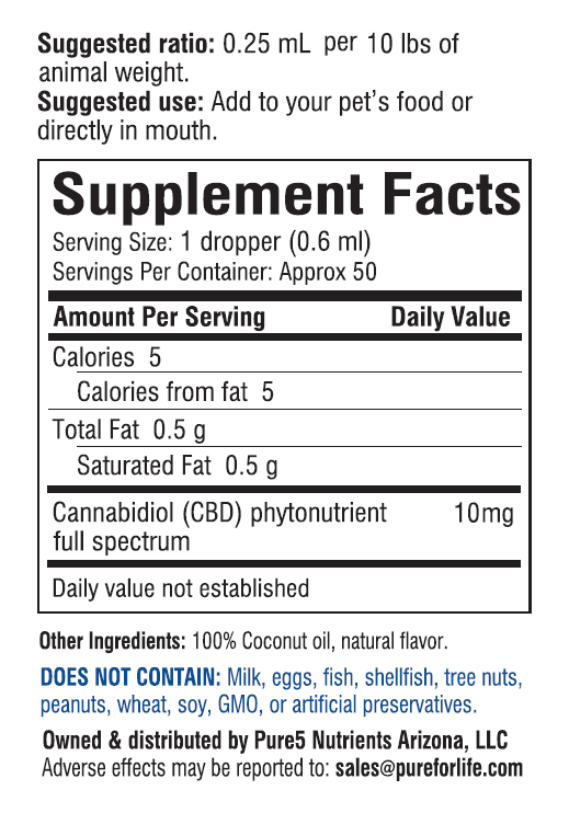 Pure For Life™ 500mg Full-Spectrum CBD Tincture for animals 1 oz