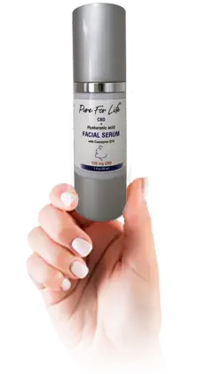 Pure For Life™ CBD Hyaluronic Acid Face Serum with Live Resin 30ml-hand-holding-face-serum