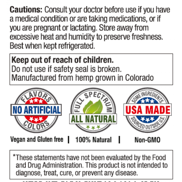 Pure for Life Organic Broad Spectrum CBD Gummies 25mg-Cautions