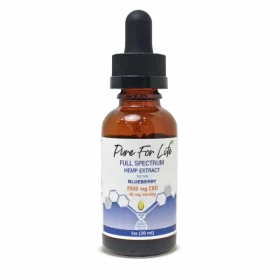 a bottle with blueberry tincture with cannabidiol