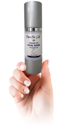 the product anti-wrinkle and facial regeneration cream with CBD held by a woman's hand