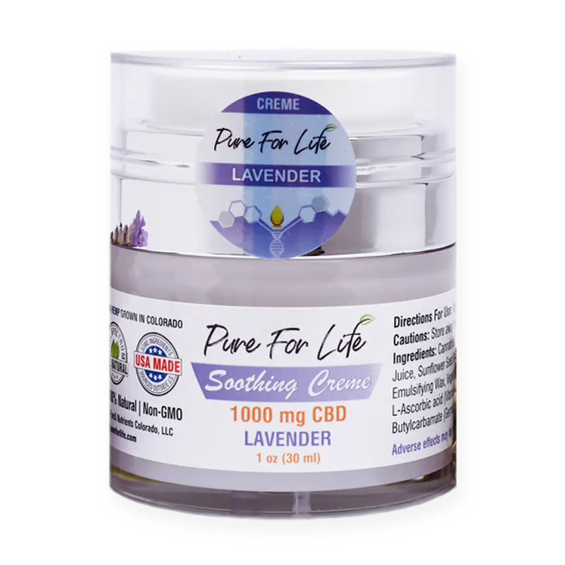 lavender-PPure For Life™ 1000 mg Pain Relief Cream - 1 Oz Airless Jar