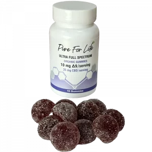Ultra-full-spectrum Pure for Life™ Organic Full Spectrum CBD & THC Gummies 500mg CBD + 100mg THC