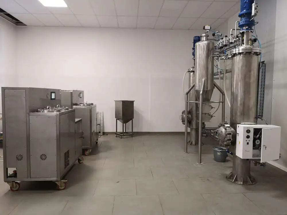 cannabis post processing laboratory with machines for distillation and extraction of CBD