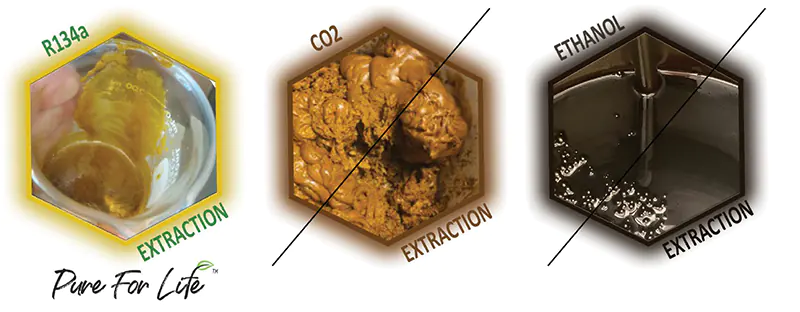 R134A extraction and its results compared to the CBD manufactured by CO2 and Ethanol extractions