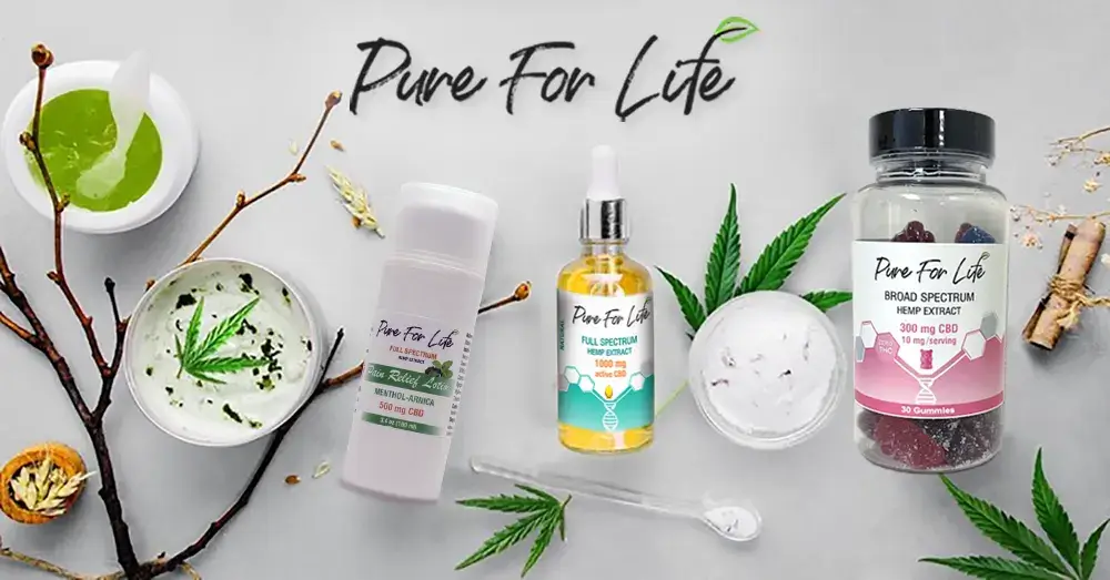 beautiful cannabis products banner of Pure For Life