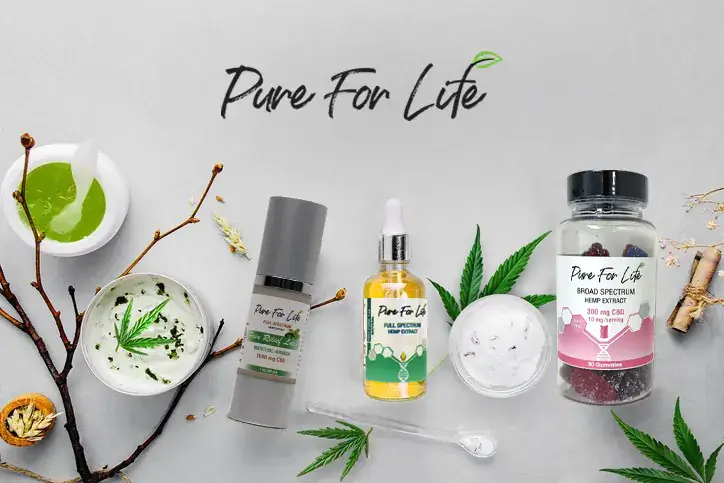 beautiful cannabis products banner of Pure For Life