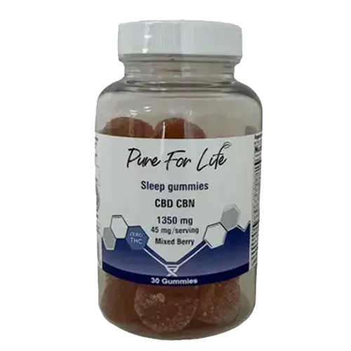 Pure for Life Sleep Gummies-powerful blend of 45 mg CBD and 45 mg CBN for faster relaxation and a peaceful nightโs sleep